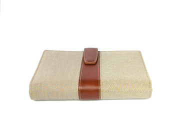 Portable notebook cover on white background