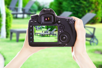 Photographer with camera at work