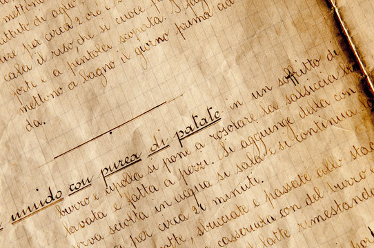particolare di vecchio quaderno d iricette 1935/36
