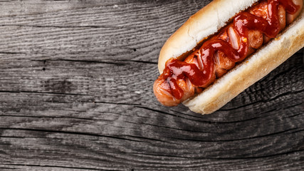 Barbecue grilled hot dog  - 93852914