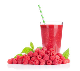Raspberry smoothie and berries