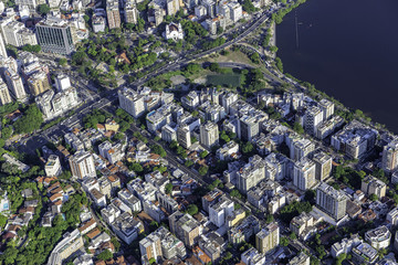 Fototapeta premium Aerial view of tall buildings in big city