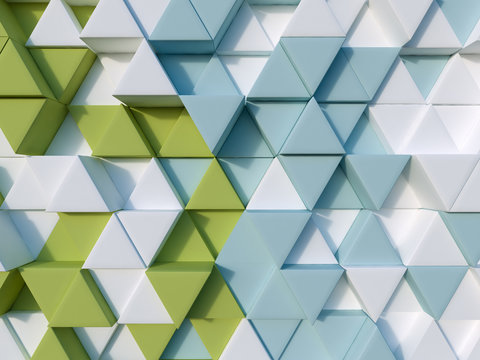 Green and blue abstract 3d triangle background