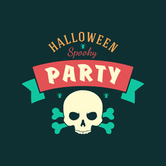 Retro Happy Halloween Badge, Sticker, Label. Design Element for Greetings Card or Party Flyer. Vector Illustration