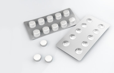 Medical pills with package 3d model