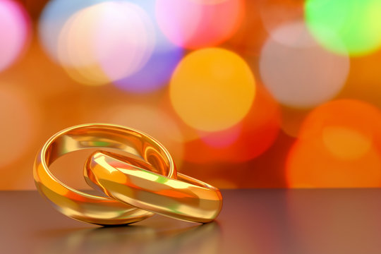 Wedding Rings with Bokeh Background
