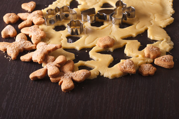 Cooking sweet biscuits in the shape of butterflies close-up. horizontal
