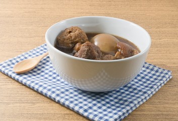 Bowl of Five Spice Stew with Fragrant  Egg, Tofu and Pork