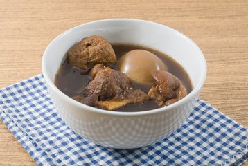 Bowl of Five Spice Stew with Egg, Tofu and Pork