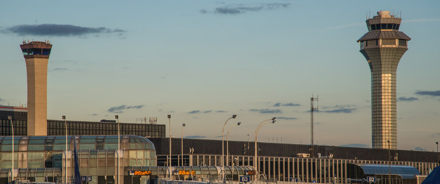 Control towers at Chicago's O'Hare International Airport