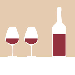 wine bottle and glasses