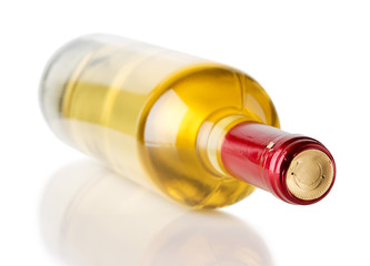 bottle of white wine isolated on the white background