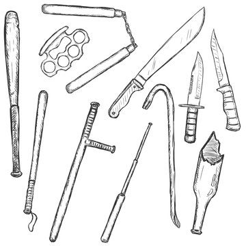 Vector Sketch Set of Edged Weapon