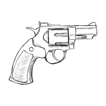 Vector Sketch Revolver Pistol