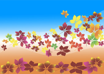 autumn leaves flying in the wind, background