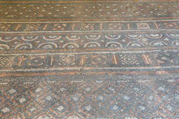 floor mosaics in the ruins of the Roman basilica in Ljubljana, Slovenia