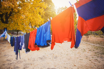 Laundry hanging in the garden