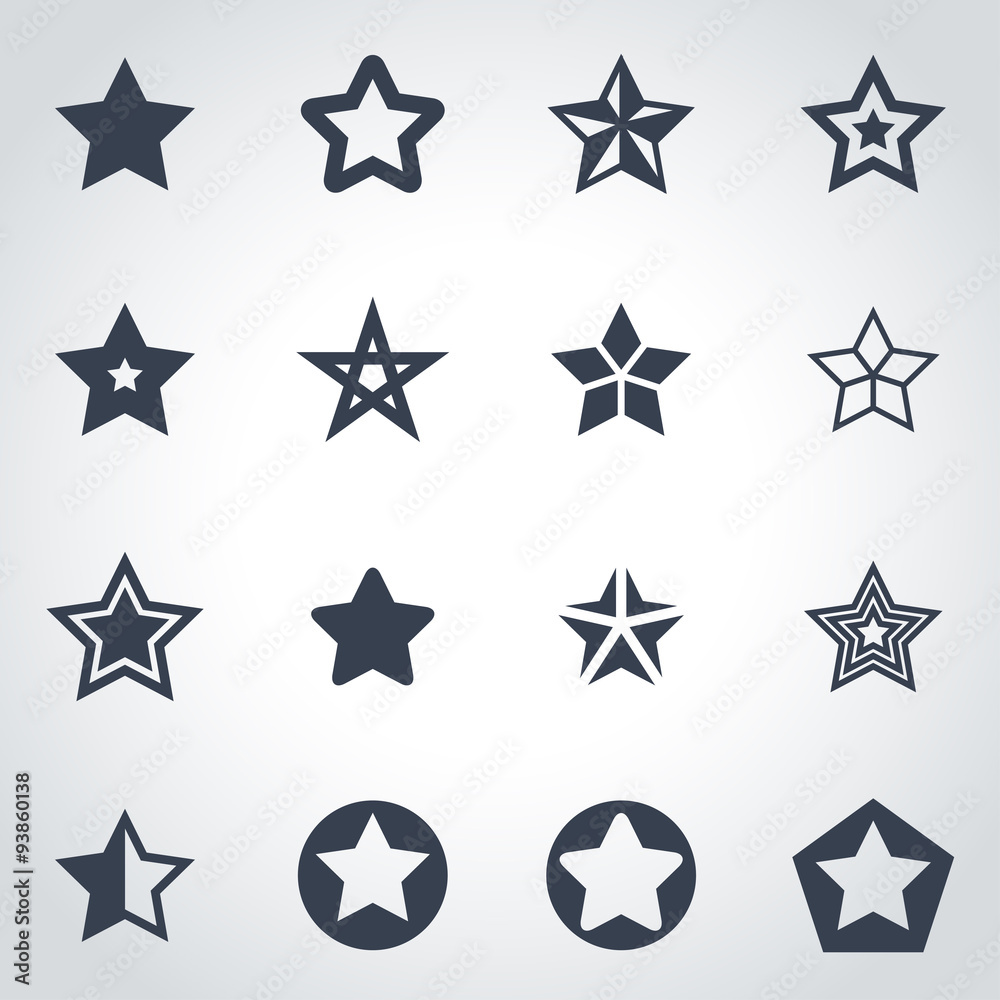 Wall mural vector black stars icon set