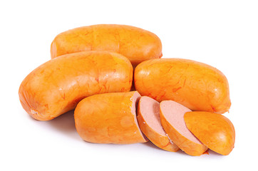 Meat sausages isolated on white background
