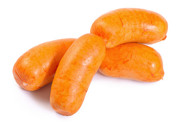 Meat sausages isolated on white background