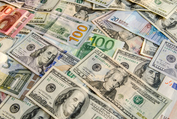 US Dollar versus Euro as background