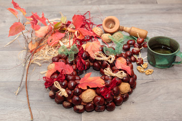 Handmade production Christmas wreaths.