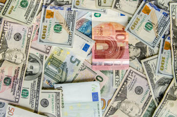 Fototapeta na wymiar many dollar and euro