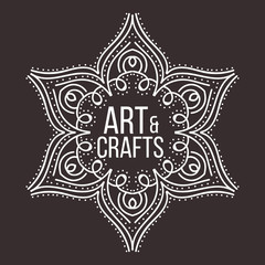 Ethnic logotype decorative element. Hand drawn elegant lineart logo design. Vector illustration. Islam, Arabic, Indian, ottoman motifs.