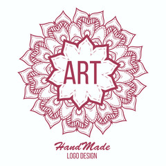 Ethnic logotype decorative element. Hand drawn elegant lineart logo design. Vector illustration. Islam, Arabic, Indian, ottoman motifs.