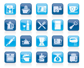 Kitchenware objects and equipment icons - vector icon set