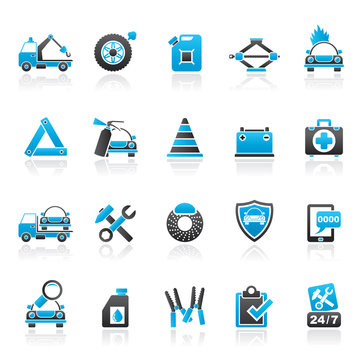 Roadside Assistance And Tow  Icons  - Vector Icon Set