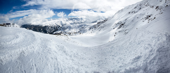 Panorama of snowy mountains