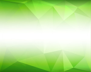 Abstract polygonal green vector bacground with white horizontal gradient - 93863120