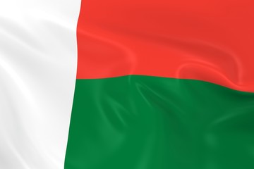 Fototapeta premium Waving Flag of Madagascar - 3D Render of the Madagascan Flag with Silky Texture