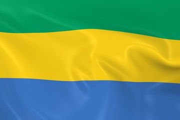 Waving Flag of Gabon - 3D Render of the Gabonese Flag with Silky Texture
