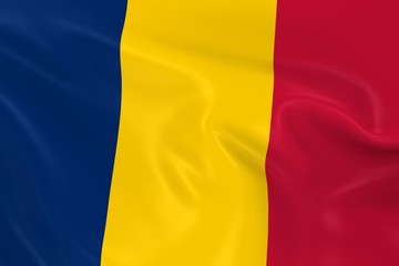 Waving Flag of Chad - 3D Render of the Chadian Flag with Silky Texture