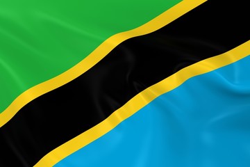 Waving Flag of Tanzania - 3D Render of the Tanzanian Flag with Silky Texture