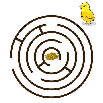 Game labyrinth find a way chicken baby vector