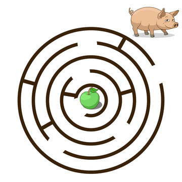 Game labyrinth find a way pig vector