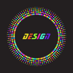Colorful rainbow Abstract Halftone dot Logo Design Element with place for text on black background, vector illustration - 93864502