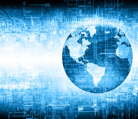 Best Internet Concept of global business. Globe, glowing lines