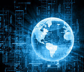 Best Internet Concept of global business. Globe, glowing lines