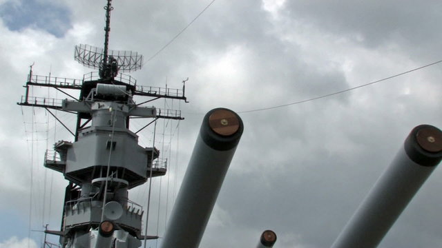 USS Missouri Guns Zoom Out Battleship Hawaii Warrior HD