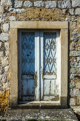 White wooden door in old house