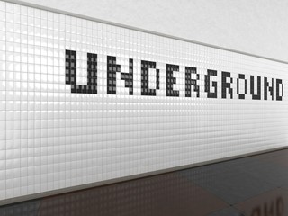 Metro Station With Underground Tiles Text