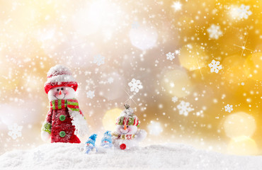Christmas background with snowman