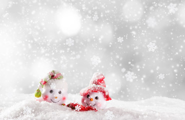 Naklejka na ściany i meble Christmas background with snowman
