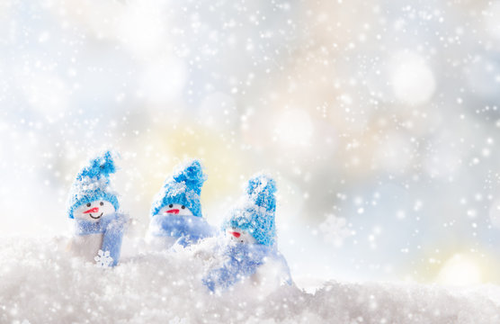 Christmas background with snowman