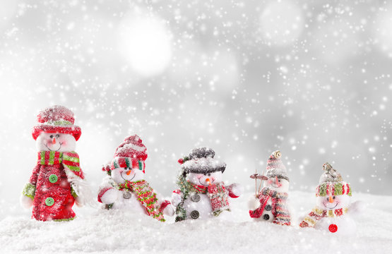 Christmas background with snowman