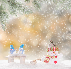 Christmas background with snowman